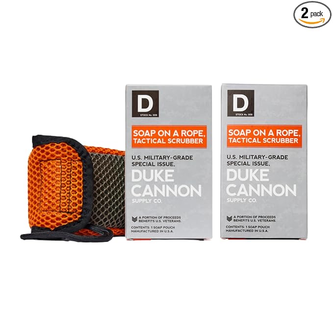 Duke Cannon Supply Co. Tactical Scrubber | U.S. Military-Grade Soap Pouch | Dual-Mesh Design for Hands & Feet | 550 Mil-Spec Paracord | Durable and Versatile for Home, Outdoor, or Field Use, 2 Pack
