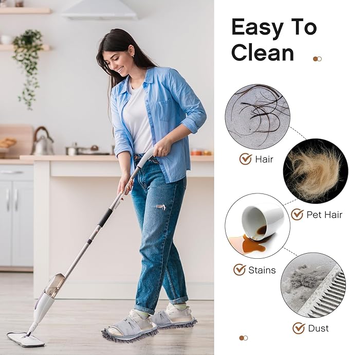 HooLing 2 Pairs Microfiber Mop Slippers for Floor Cleaning Detachable House Mop Shoes Men and Women Washable Unisex Dusting Slippers Dirt Tool Supplies(Gray, Pink,Men's 7-9, Women's 8-10)