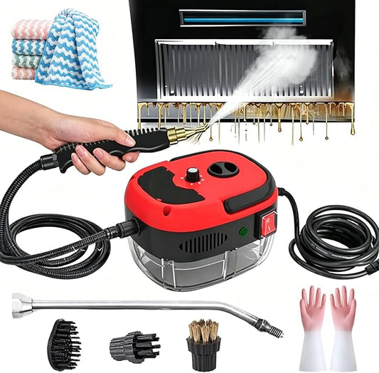 2500w Handheld High-Temperature Pressurized Steam Cleaner, 2026 Upgraded Portable High Pressure Steam Cleaner, 2500watt Handheld Steam Cleaner for Kitchen, Bathroom, Furniture, Car (Basic-Red)