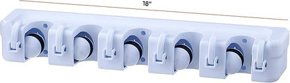 Superior 5 Slot Mop and Broom Organizer (White)