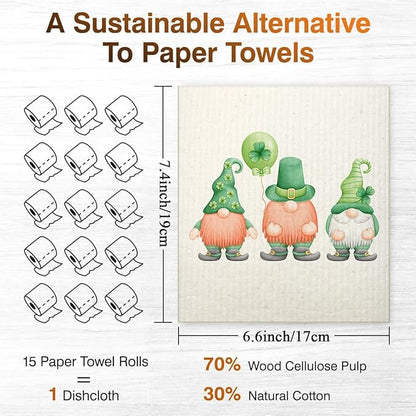 Swedish Dishcloths for Kitchen | 6 Pack Floral Reusable Paper Towels Washable | Swedish Dish Towels | Non-Scratch Cellulose Sponge Cloths | No Odor, Biodegradable Cleaning Cloths, Saint Phat 2