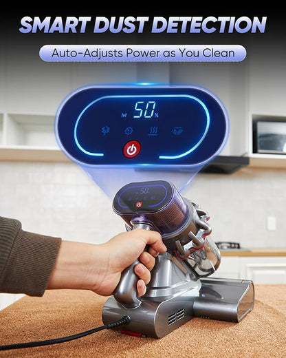 Powerful Bed Vacuum Cleaner with Digital Display, 5-Cyclone Filtration, 14kPa Strong Suction, HEPA Filter, Handheld Vacuum for Mattress, Carpet, Sofa and Pet Hair