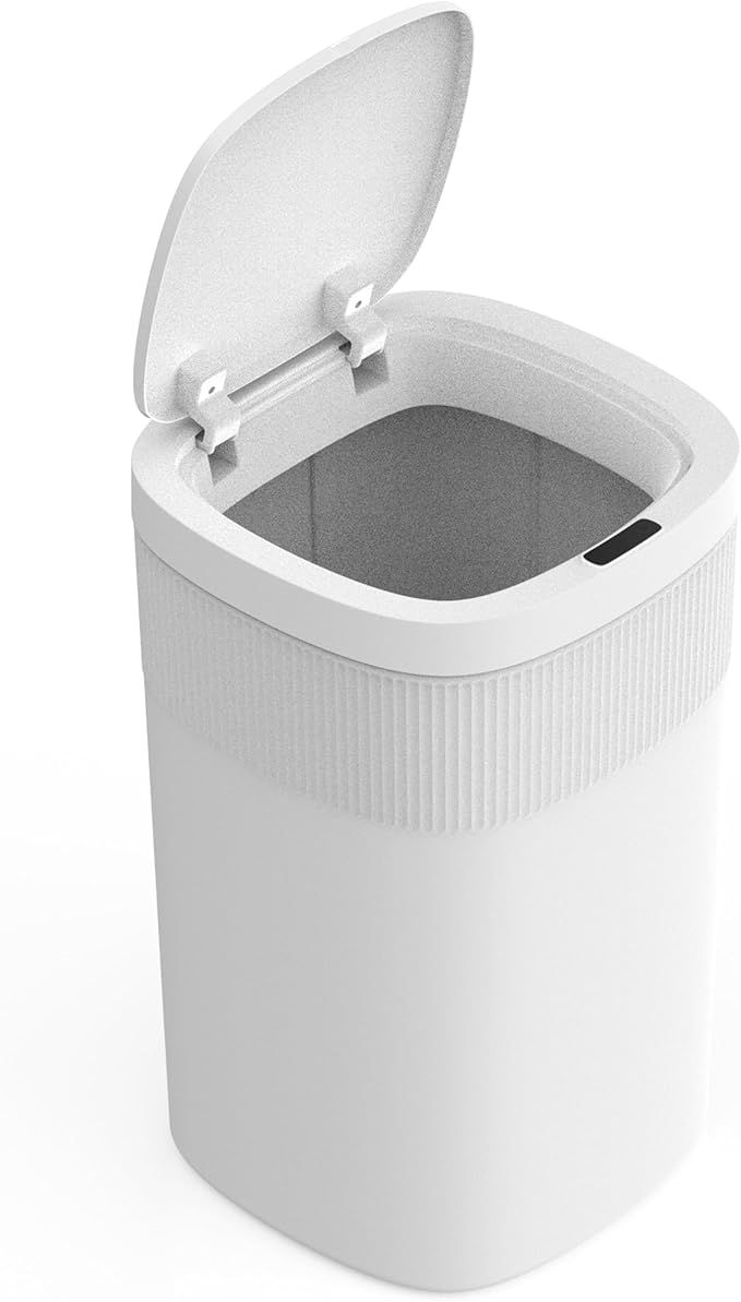 Ninestars Touch Tap & Motion Sensor Trash Can for Kitchen and Bedroom, 13 Gal 50L High-Grade ABS Body (Rectangular, White)