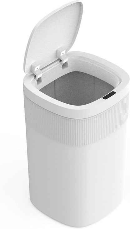 Ninestars Touch Tap & Motion Sensor Trash Can for Kitchen and Bedroom, 13 Gal 50L High-Grade ABS Body (Rectangular, White)