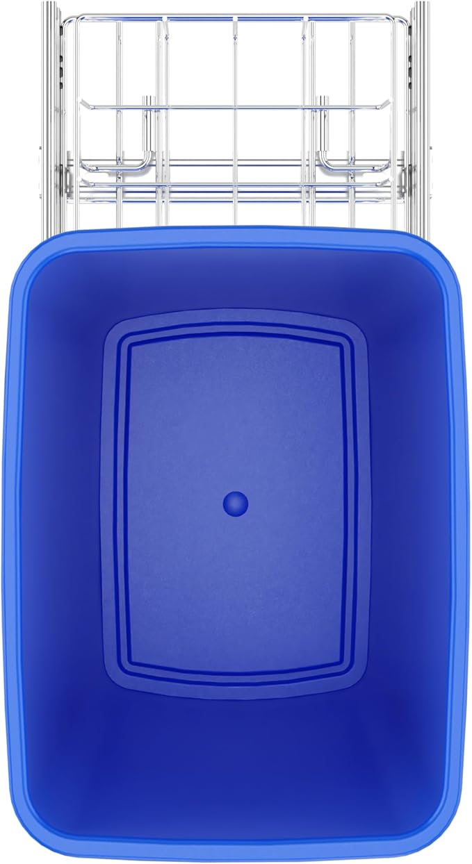 Rev-A-Shelf Pullout Trash Can for Under Kitchen Cabinets 35 Qt Garbage Waste Recyling Bin with Full Extension Slides, Blue, RV-12KD-22C-S