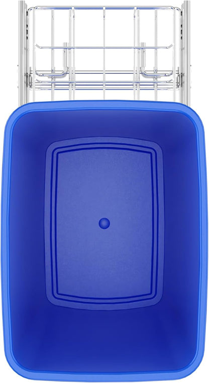 Rev-A-Shelf Pullout Trash Can for Under Kitchen Cabinets 35 Qt Garbage Waste Recyling Bin with Full Extension Slides, Blue, RV-12KD-22C-S