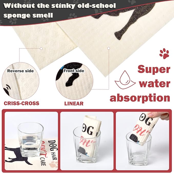 Chengu 6 Pcs Mixed Dog Swedish Kitchen Table Reusable Dishcloths for Kitchen Sponge Cloths Absorbent Dishtowels No Odor Hand Towels and Dry Cleaning Wipes for Home Bathroom Office Housewarming Gifts