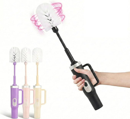 2 in 1 Electric Bottle Brush Set with Straw Cleaner - 14.5" Long Handle Cup Brush for Stanley 40oz Tumbler, 2-Speed Rotating Water Bottle Brush, 2000mAh Rechargeable, Portable Hook