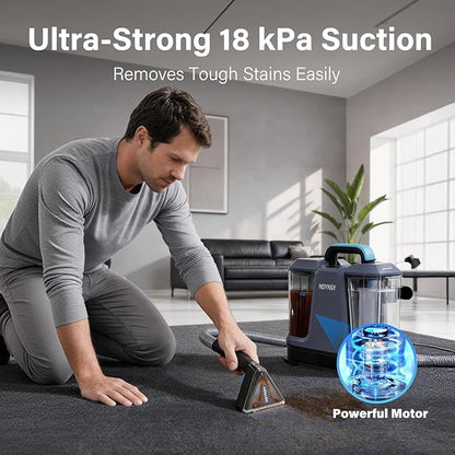 Upholstery Cleaner Machine & Carpet Cleaner | Portable Spot Cleaner with Strong Suction and Scrubbing Brush for Pet Stains, Spills on Couches, Rugs, Mattresses, Car Interiors