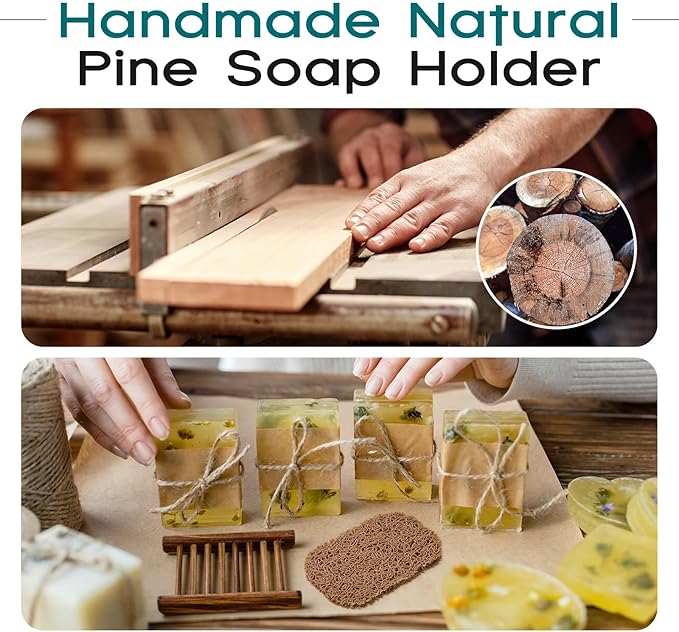 Threehoney 72 Pcs Soap Saver Set Including Wooden Dish Exfoliating Bag Saver Pads Bulk with 100 OPP Transparent Bags 2 Bundles Paper Ropes for Wedding Homemade Gift Mother‘S Day(Carbonized Color)