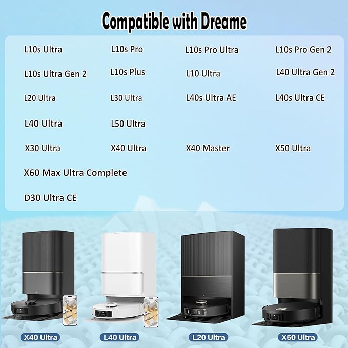 8 Pack Mop Pads for Dreame L40/X40/X50/L50/X30/L20/L40s Ultra/L10s Pro Ultra/L10s Ultra Gen2/X60 Max Ultra, for Mova V50/E40/P10/P50 Pro Ultra, Robot Vacuum Reusable Microfiber Mop Cloth Accessories