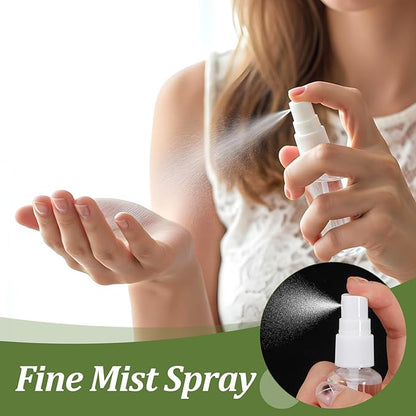 120 Pcs 1 oz Spray Bottles with 5 Funnels, Mini Clear Empty Plastic Fine Mist Travel Bottles - Leak Proof, Refillable for Essential Oils, Perfumes, Cosmetics