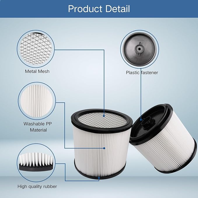 Replacement HEPA Filter Compatible with RYOBI RY40WD01, 40V 10 Gallon Wet Dry Vacuum Cleaner, Large Cartridge Filter for Part # A32RF07