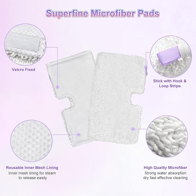 3 Pack Microfiber Steam Mop Replacement Pads for Shark Steam Mop S3500 Series S3501 S3601 S3550 S3901 SE450 S3801CO S3601D S2901 S2902 Steam Pocket Mop Pads for Floor Cleaning Reusable Shark Mop Pads
