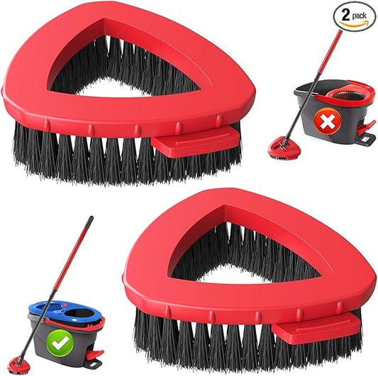 2 Pack 2-Tank Spin Mop Scrub Brush Head Replacement for O Ceda RinseClean 2-Tank System(Blue), Hard Bristle Scrubber Brush for Floor Cleaning Accessories (Not Fit for EasyWring 1-Tank)
