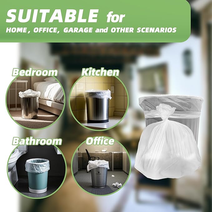 4 Gallon Small Trash Bags 105 Count Tear & Leak Resistant Small Garbage Bags For Bathroom White Trash Can Liners - 40% Thicker competitor brands roll bags