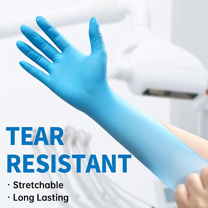 Medguy Medical Blue Nitrile Disposable Exam Gloves, 4.5 Mil 100 Pcs Powder-Free Latex-Free Food-Safe for Lab Cooking Cleaning