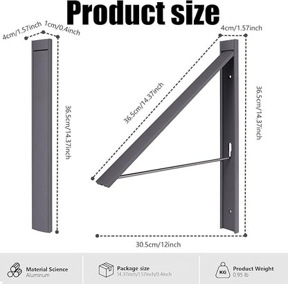 Ithywat Retractable Clothes Drying Rack, Space Saver Wall Mounted Folding Hanger for Laundry Room, Closet Storage Organization, Easy Installation Aluminium Never Rust Dryer Gray