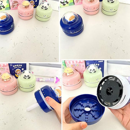 Talent Star Mini Desktop Vacuum Cleaner, Portable Battery Powered Vacuum Cleaner for Desk Cordless 360-degree Rotatable Desktop Vacuum for Cleaning Eraser Crumbs Hairs Crumbs Keyboard Blue