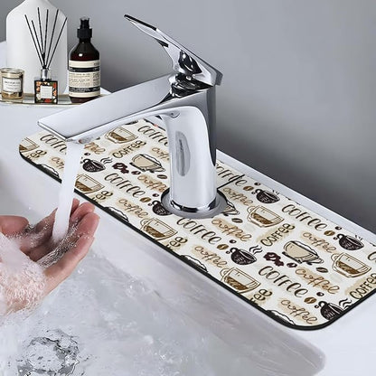 Espresso Machine Beans Coffee Vintage 15" X 5.5" Kitchen Sink Splash Guard Faucet Faucet Guard Draining Mat Sink Splash Guard Faucet Kitchen Bathroom