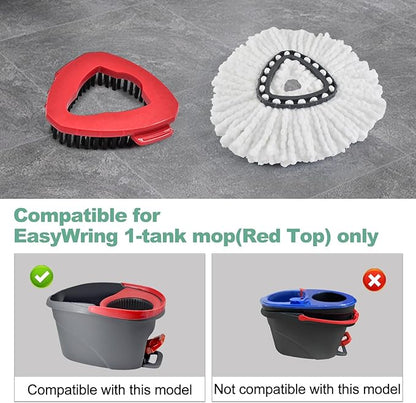 Mop Heads Replacements for Ocedar, Spin Mop Replacement for O-Cedar EasyWring 1 Tank System Mop Refills, Include 3 Pack Heads, 1 Scrub Brush & 1 Base Combo
