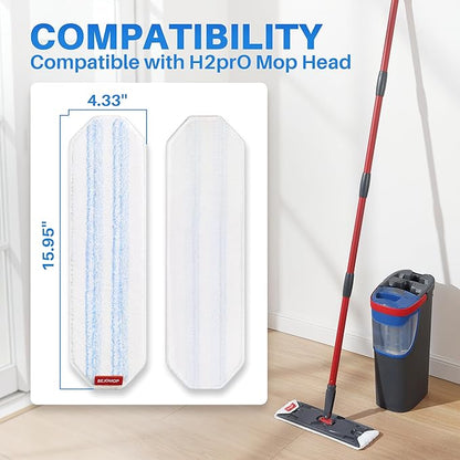 Microfiber Mop Pads 6 PCS, 15.95” x 4.33” Reusable Washable Replacements Mop Pads for Wood Floor Compatible with O-Cedar H2prO, Blue and White Stripes