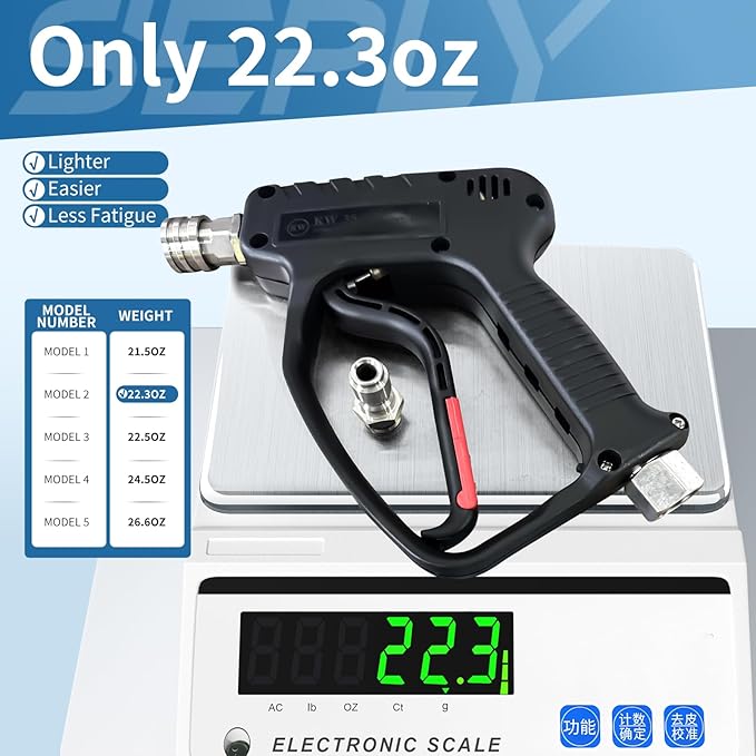 SEPLY Pressure Washer Short Gun, 5000 PSI/10.5 GPM High Power Washer Spray Gun with 3/8'' Swivel Quick and M22-14mm Connect for Foam Cannon Car Wash