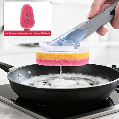 Sponge Refills for Scrub Daddy Dish Daddy - 10 Packs Dish Wand Refills, Scrub Brush Replacement Heads, Dish Brush Replacement Head for Kitchen Cleaning, Pink (Only Sponge Heads)