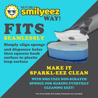Smilyeez Blue Non Scratch Scrubbing Sponge Refill for use with The Dish Daddy (Reg. TM) Dishwand (10 Pack)
