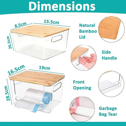 2 Pack Trash Bag Holder Dispenser for Kitchen, Laundry Room Trash Bag Holder, Acrylic Trash Bag Dispenser Extra Large for Kitchen, Laundry Room Under Sink Organization and Storage