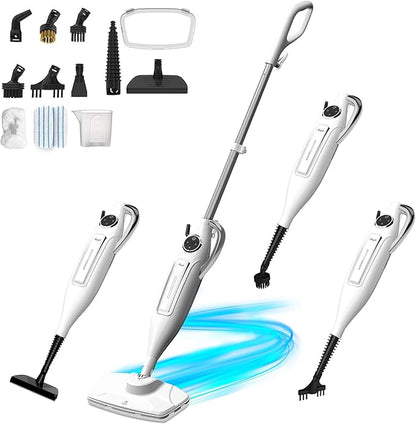Rosewill 11-in-1 Steam Mop, 260°F Handheld Steam Cleaner, 1200W Detachable Steam Mops for Floor Cleaning, Removable Tank, Multi-Purpose Steamer for Hardwood, Tile, Grout, Furniture - White
