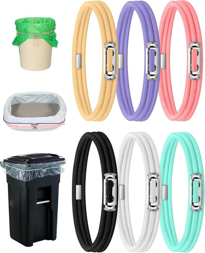 Garbage Can Bands Lord Design Adjustable Large Trash Can Bands Fits 8-33 Gallon Trash Cans Multifunction Bands Litter Box Bands (Pink,Purple,Blue,Champagne Gold,Black,White)