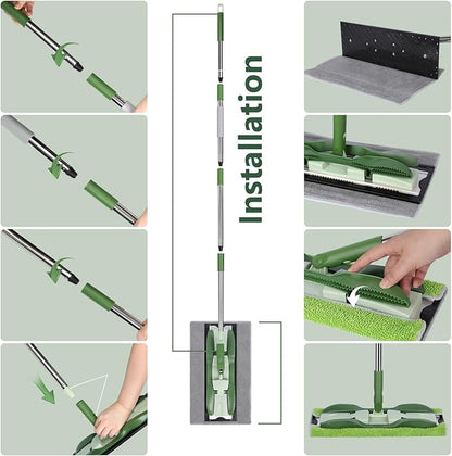 Microfiber Mops for Floor Cleaning,Masthome Professional Floor Mops with Washable Pads 4pcs,Wet Dry Use Flat Mop with 59'' Long Stainless Steel Handle,dust mop for Hardwood Floors Suitable Office Home