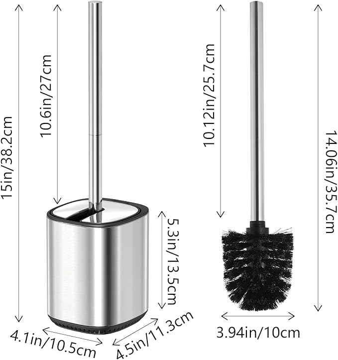 Toilet Brush and Holder Set Toilet Bowl Brush Stainless Steel Automatic Open lid Toilet Bowl Cleaner Brush Set Toilet Scrubber Kit Toilet Cleaning Brush for Bathroom