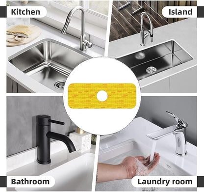 Yellow Bricks 15" X 5.5" Kitchen Sink Splash Guard Faucet Faucet Guard Draining Mat Sink Splash Guard Faucet Kitchen Bathroom