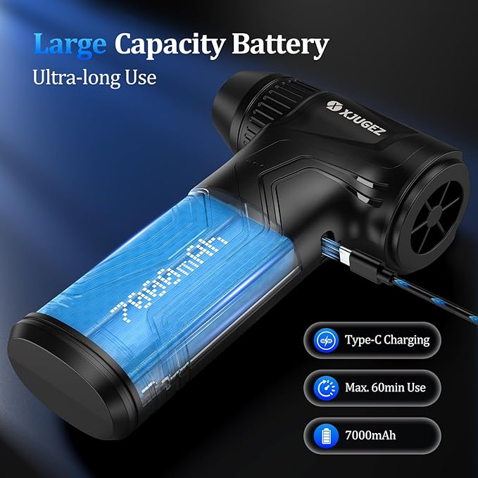 Mini Compressed Air Duster,160000RPM Portable Electric Air Duster,4-Gear Speed Wind with Type-C for Fast Charging,Suit for Home Cleaning,Cleaning Car,Sofa,Keyboards, Yard Leaves, Snow,Camping