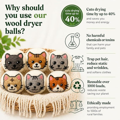 Complete Laundry Kit – Laundry Detergent Sheets, Wool Dryer Balls & Essential Oils – 3 Sheet Packs + 6 XL Cat Dryer Balls + 6 Scent Oils for Natural Clean, Soft & Fresh Laundry