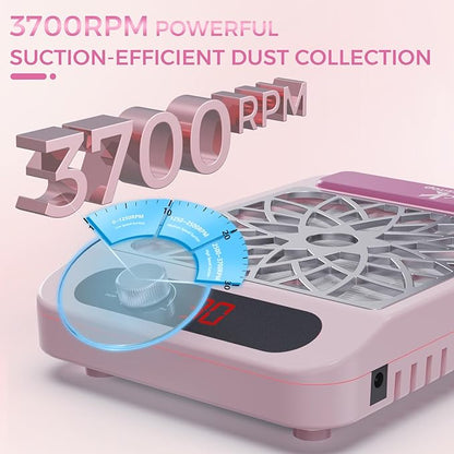 Nail Dust Collector for Nail Techs,Compact & Quiet Vacuum Fan Dust Collector with Reusable Filter, Powerful Dust Suction Machine,Nail Tech Must Haves for Gel Polish,Pedicures,Salon & Home Use, pink