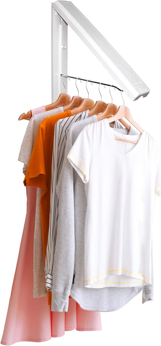 InstaHanger Clothes Drying Rack - Wall Mounted Laundry Drying Rack for Small Spaces - Wall-Mounted Clothes Racks Holds Up to 60 lbs - Space Saving Collapsible Laundry Hanger for Storage