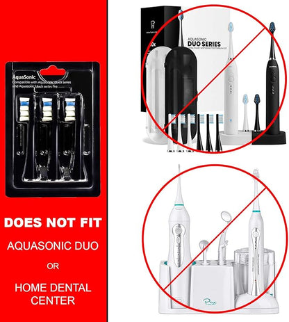 AquaSonic Genuine Proflex Replacement Brush Heads | ADA Accepted | for Whiter Teeth & Gum Care | Compatible with Many AquaSonic Toothbrush Handles (3 Pack Black)
