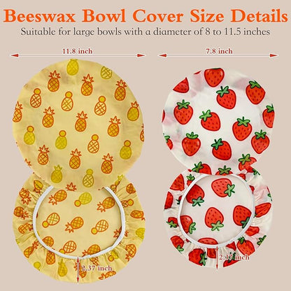 4 Pack Beeswax Bowl Covers,Reusable Beeswax Bowl Covers, Elastic Cotton Cloth Sourdough Bread Cover, 7.8/11.8Inch Reusable Bowl Caps for Bread Proofing Baskets and Large Mixing Containers