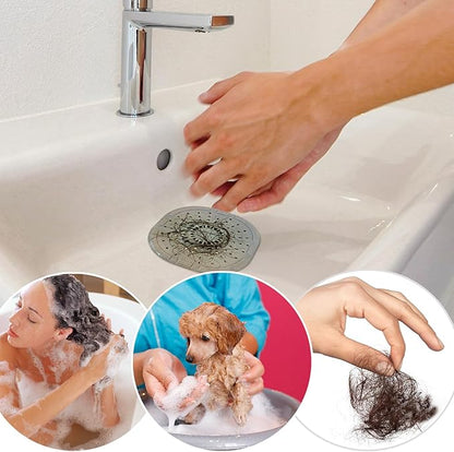 Hair Drain Catcher,Square Drain Cover for Shower Strong Adhesion Silicone Hair Stopper with Suction Cup,Easy to Install Suit for Bathroom,Bathtub,Kitchen 2 Pack (Cream White)
