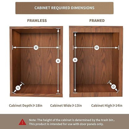 Pull Out Trash Can Under Cabinet with Push to Open Slides, Heavy Duty Cabinet Trash Can Pull Out Kit with Door Mounting Kit for Kitchen, Requires 13" W Cabinet Opening (Waste Bin Not Included)