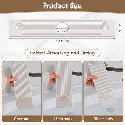 Faucet Mat for Kitchen Sink, Diatomite Quick Drying Tray , 23.6Inch Kitchen Sink Splash Guard and Bathroom Stone Tray for Counter. Super Absorben.White.