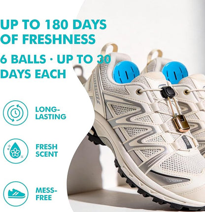 Shoe Deodorizer Balls 6 Pack, Odor Eliminator for Sneaker Car Gym Bag Closet Locker, Long-Lasting Air Freshener Linen Scent