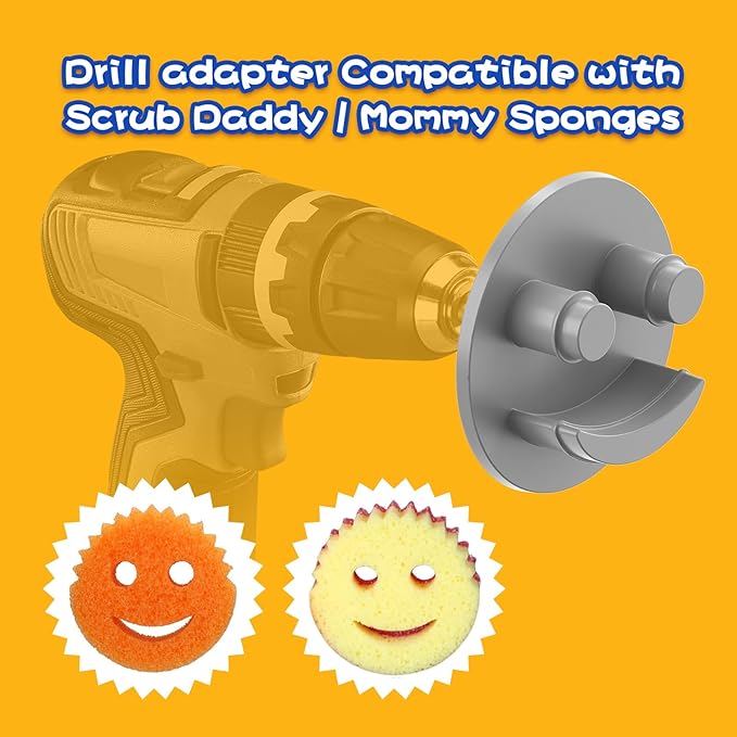 FORHOGAR 7 Pack Drill Brush Kit with Adapter Compatible with Scrub Daddy/Mommy Sponges and Extended Long Attachment, Accessorise Set for Grout, Floor, Tub, Shower, Tile, Bathroom and Kitchen