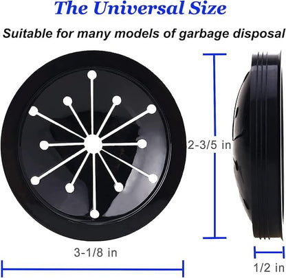 3 Pcs Black Garbage Disposal Splash Guards Collar Sink Baffle, 3-1/8 Inch Kitchen Sink Drain Splash Guard, Multi-Function Kitchen Drain Plugs for GE, Whirlaway, Sinkmaster and Waste King