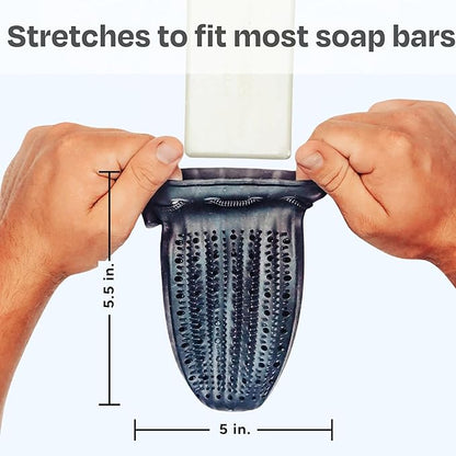 2-Pack Black Soap Saver Bag, Gentle Exfoliating Loofah Pouch, Soap Sleeves for Bars, Exfoliating Bag, Bar Soap Pouch, Soap Savers for Bar Soap, Mesh Soap Bags for Soap Bars