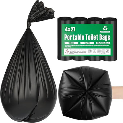 108 Portable Toilet Bags, TALTBREX 8 Gallon Biodegradable Camping Toilet Bags for Portable Potty, Thickened Compostable Trash Bags Toilet Waste Poop Bags for 5 Gallon Bucket Toilet Liner Travel Car