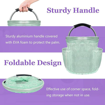 2Pack Portable Cleaning Caddy for Cleaning Supplies, 17L Household Tool Bucket Organizer for Men, Large Cleaning Basket in PVC Resin for Family, Garden, Transparent + Green